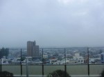 ホテル屋上から雲の中の富士山